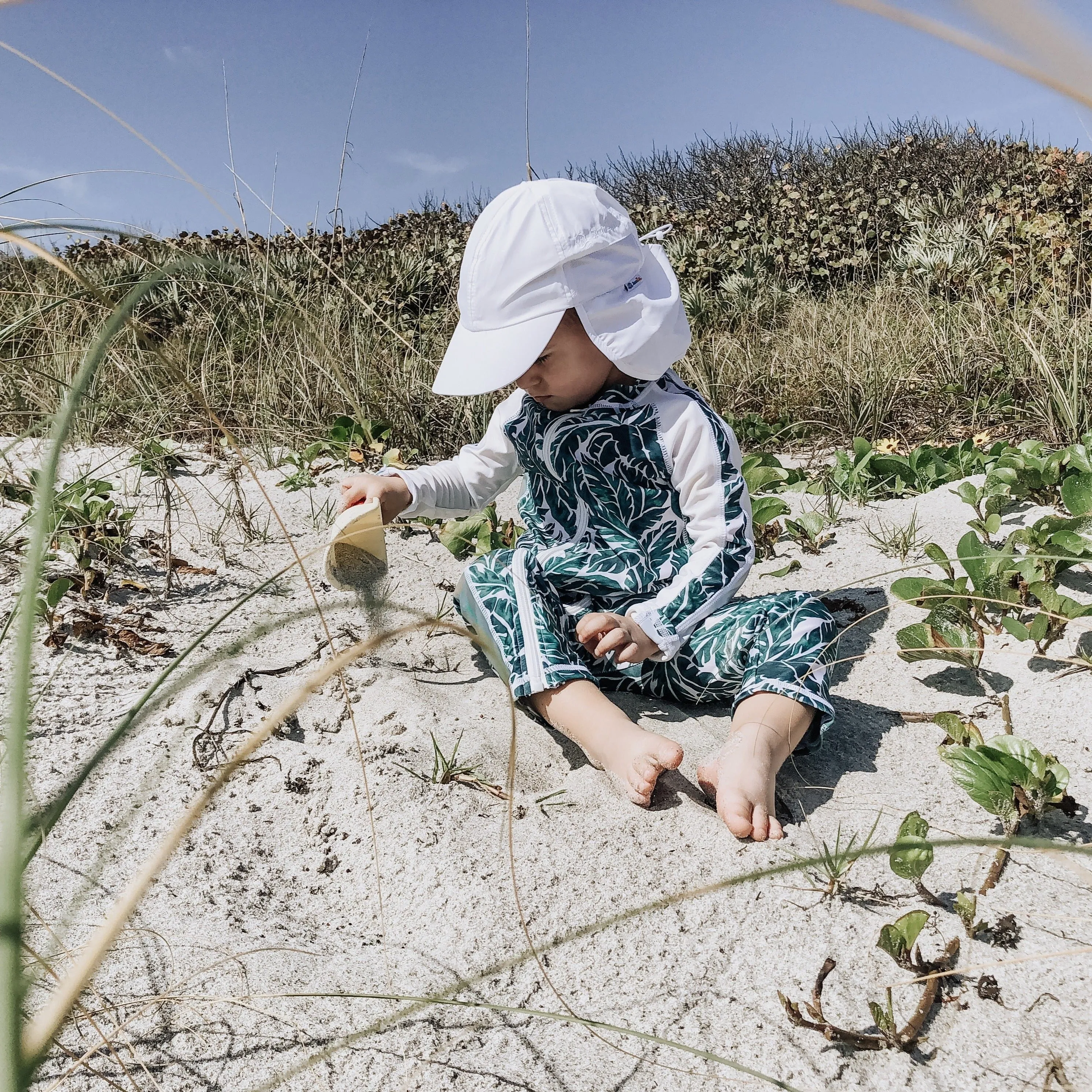 Sunsuit - Long Sleeve Romper Swimsuit | "Palm Leaf"