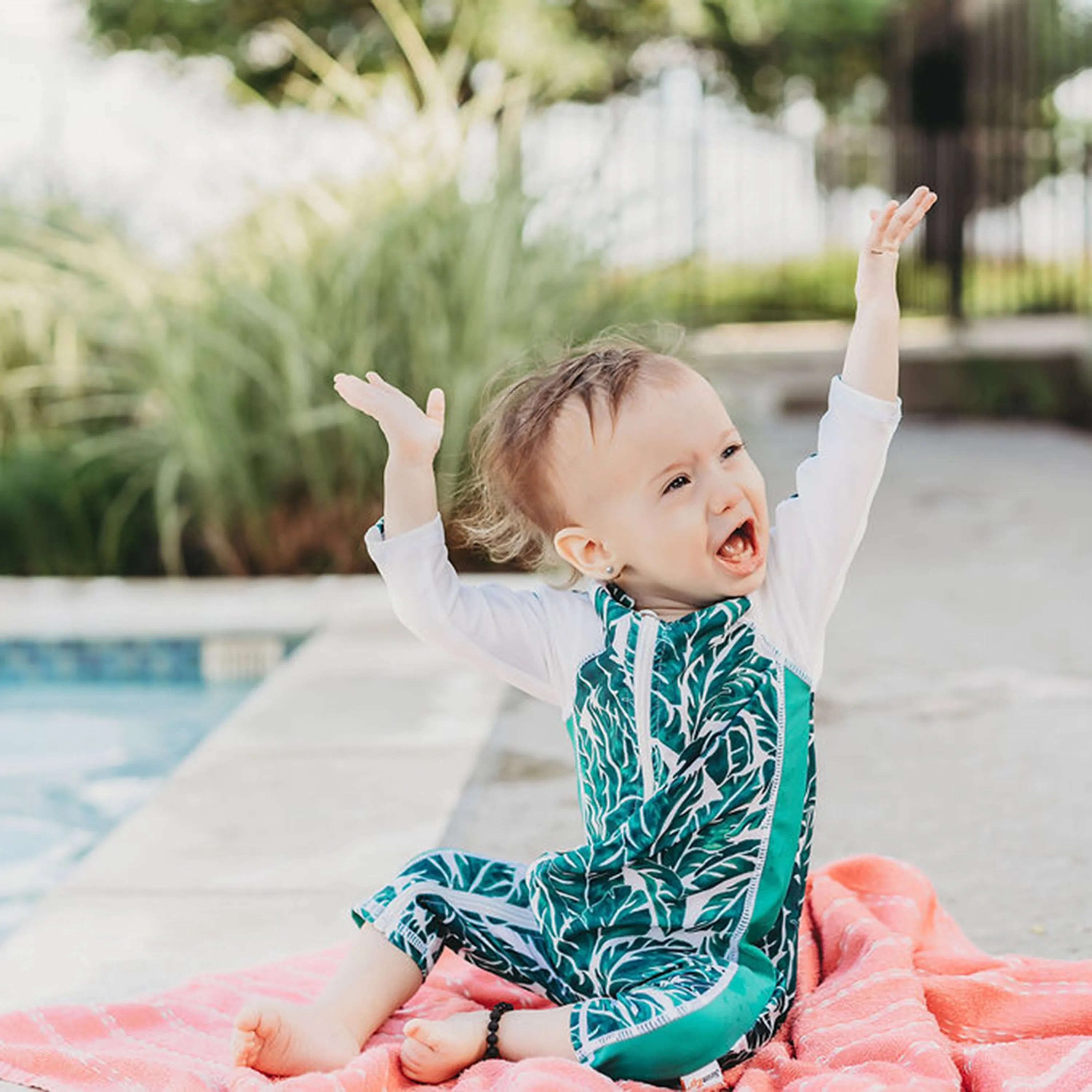 Sunsuit - Long Sleeve Romper Swimsuit | "Palm Leaf"