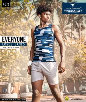 TechnoSport Sublimation U Neck Sleeveless Dry Fit Sando for Men P-372 (Grey White)