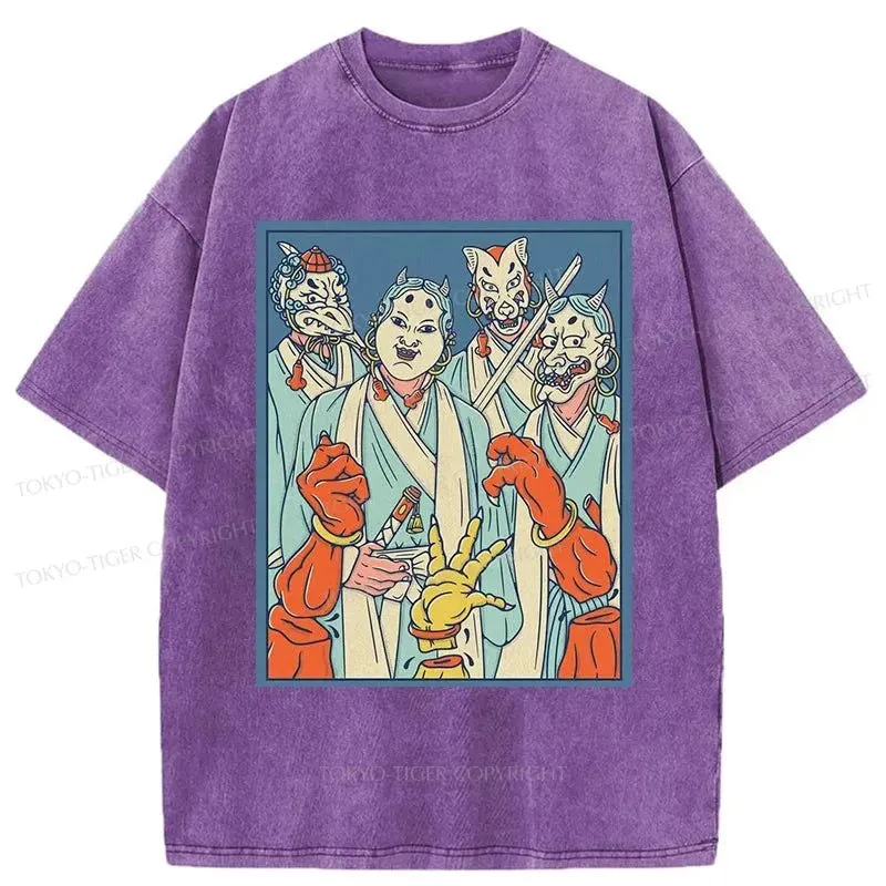 Tokyo-Tiger Demon Samurai Brothers Washed T-Shirt