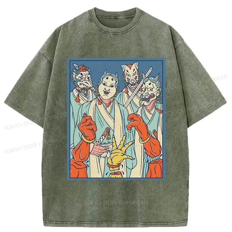 Tokyo-Tiger Demon Samurai Brothers Washed T-Shirt