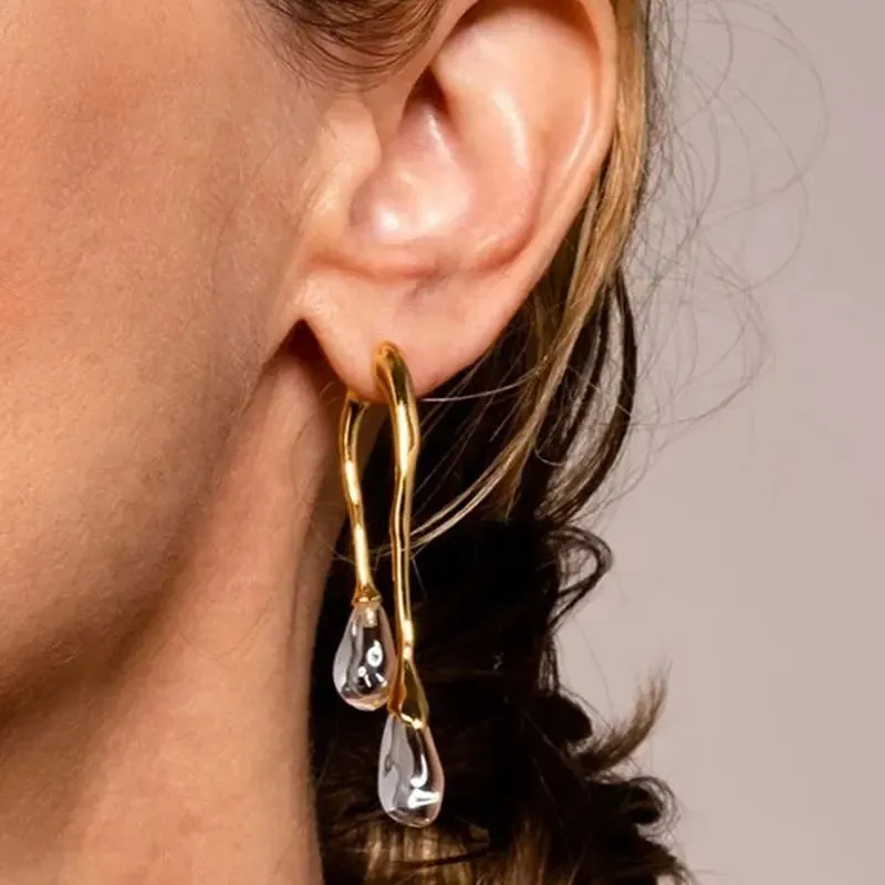 Trendy Jewelry Resin Teardrop 2024 New Geometric Back Front Dangle Wedding Wholesale Modern Earring