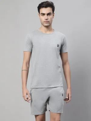 Vimal Jonney Grey Melange Cotton Solid Co-ord Set Tracksuit For Men(Zip On 1 Side Pocket)