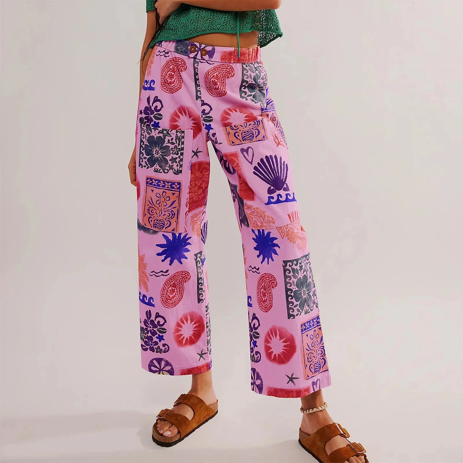 Vintage Printed Loose Long Casual Daily Streetwear Bohemian Pants