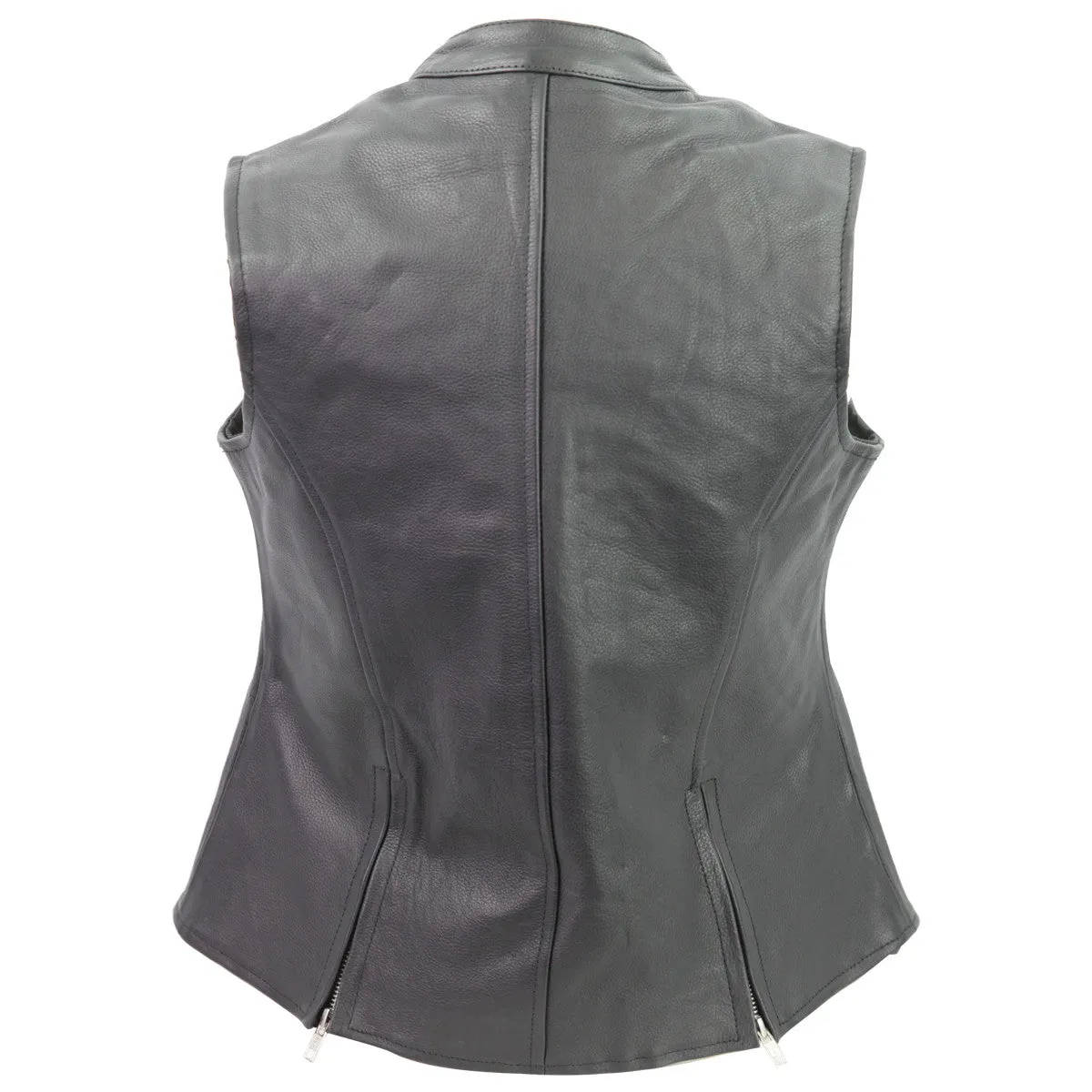 VL1028N Vance Leather Ladies Premium Naked leather Leather Zipper Vest