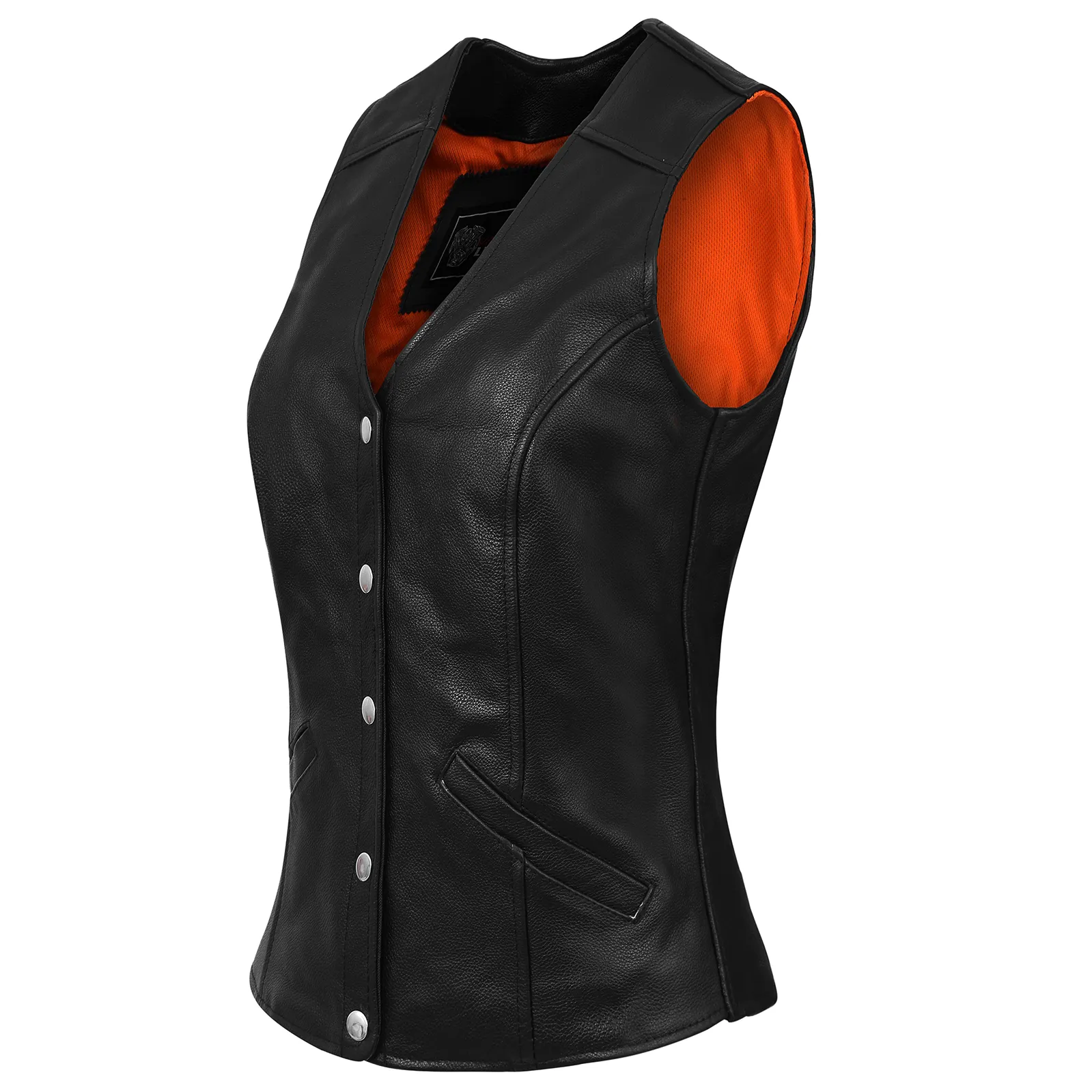 VL1047 Ladies Five Snap Premium Leather Vest