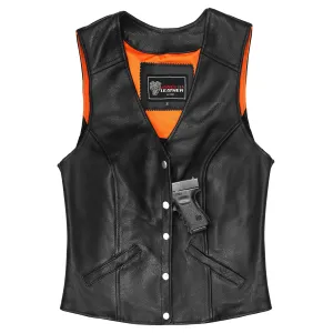 VL1047 Ladies Five Snap Premium Leather Vest