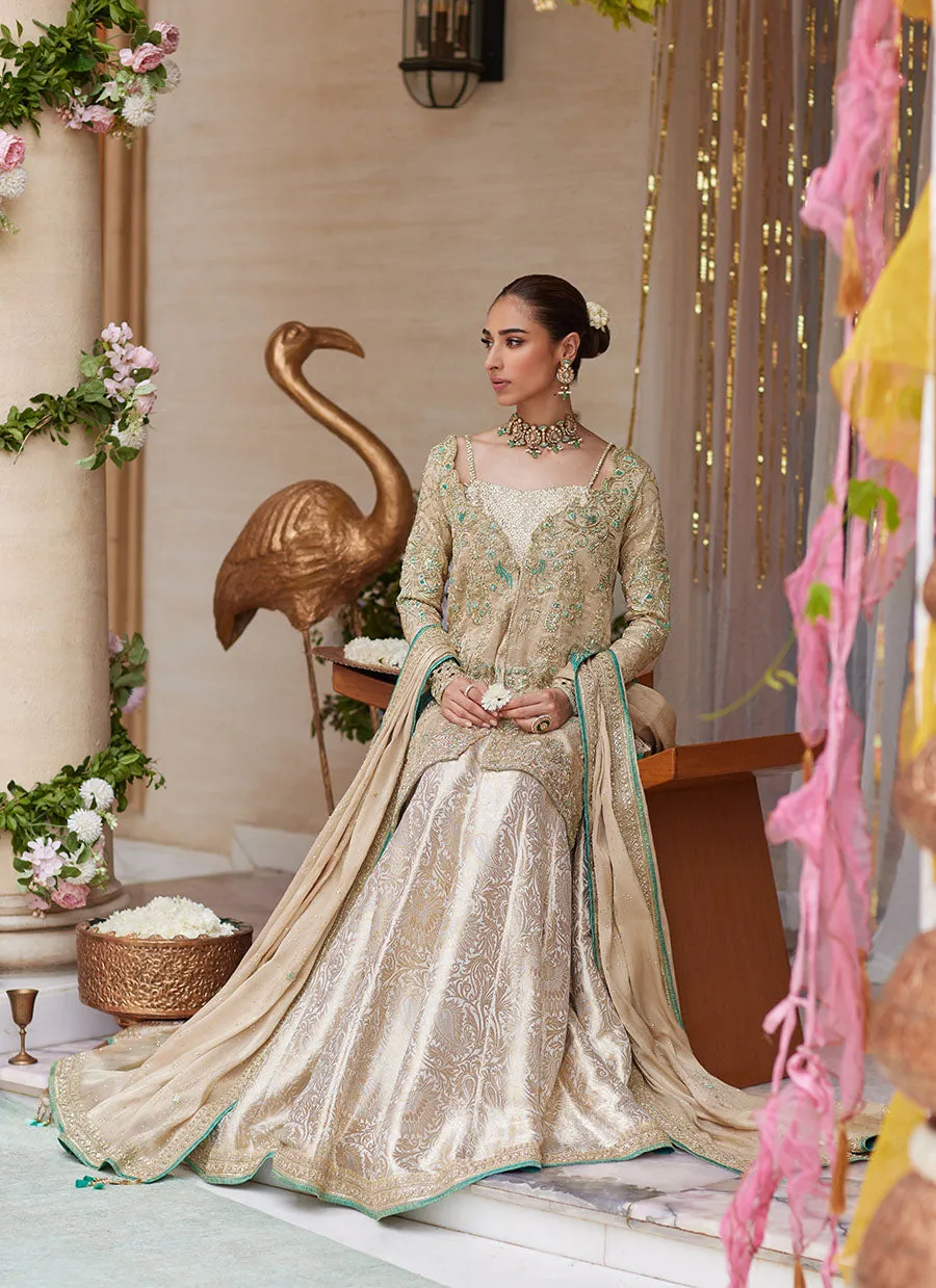 Vyara Gold Jacket and Lehenga