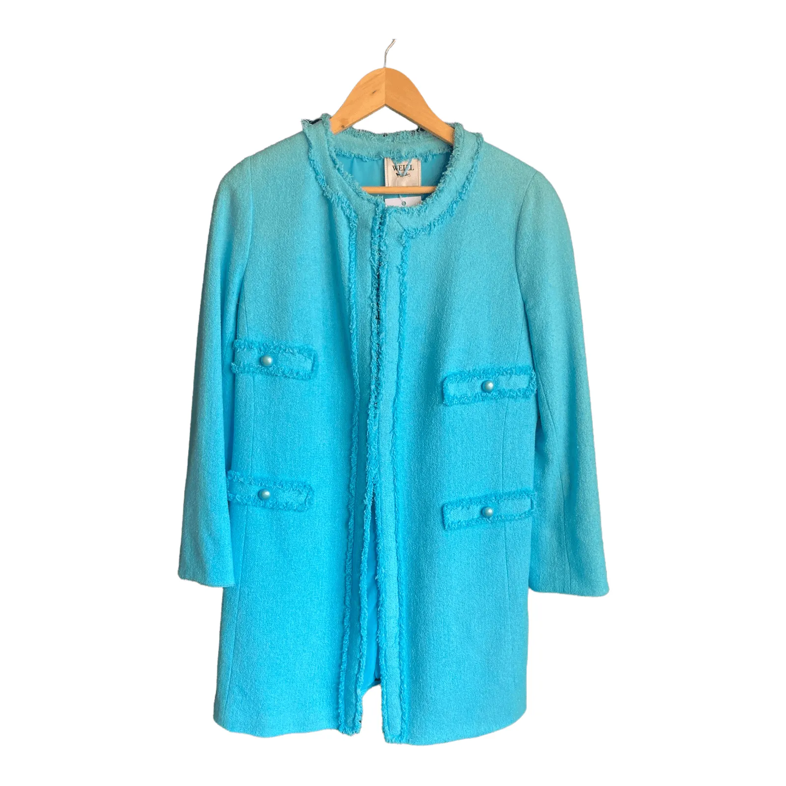 Weill Turquoise Long Sleeved Coat UK Size 20