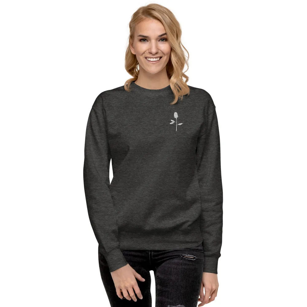 White Rose | embroidered unisex fleece pullover