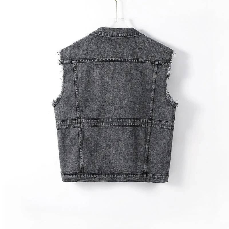 Women Clothing Denim Sleeveless Vest Jacket