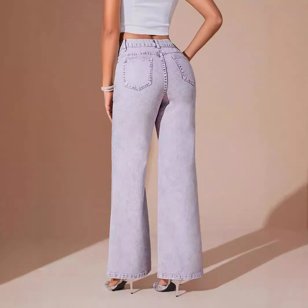 Women Clothing Straight Loose Jeans Trousers