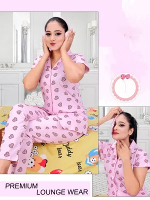 Women Light Pink NightSuit Wear Set