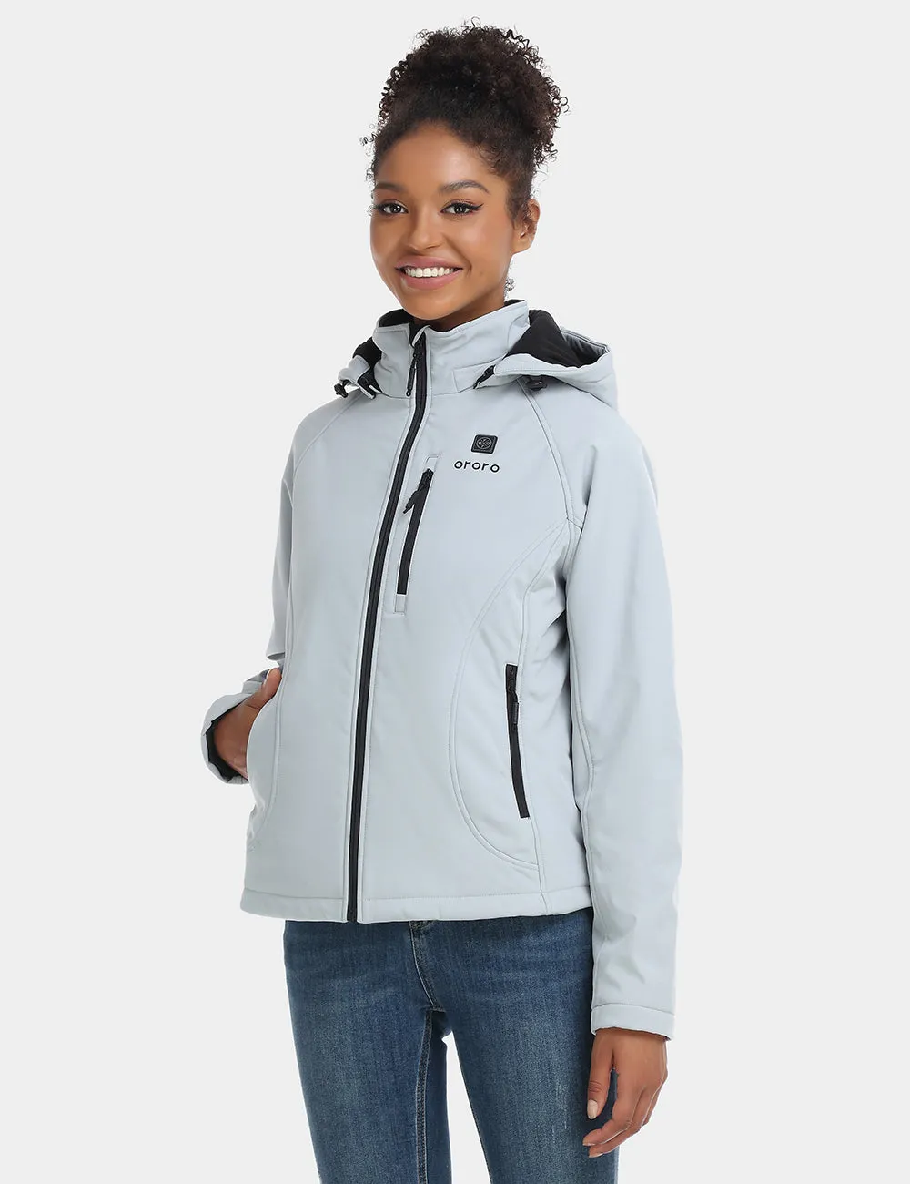 Women's Heated Jacket (4 Heating Zones) - Sharkskin Grey / Black & Red