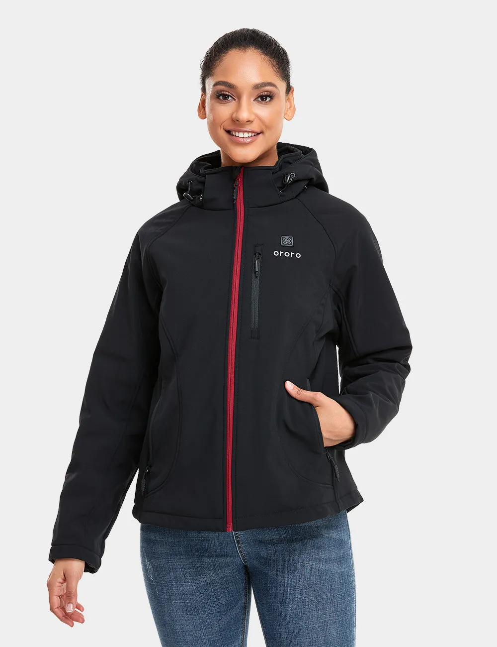 Women's Heated Jacket (4 Heating Zones) - Sharkskin Grey / Black & Red