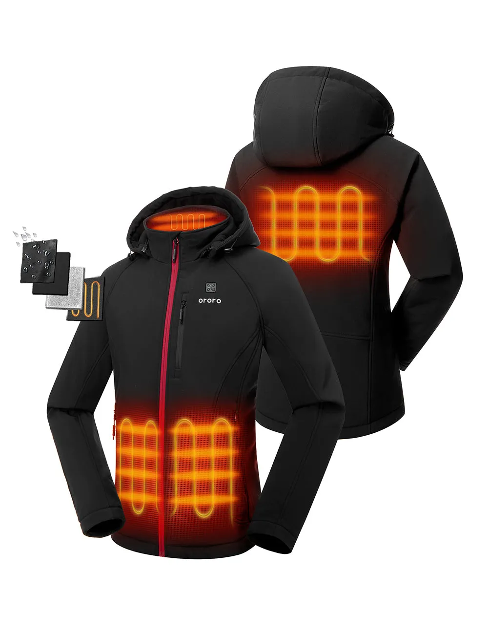 Women's Heated Jacket (4 Heating Zones) - Sharkskin Grey / Black & Red