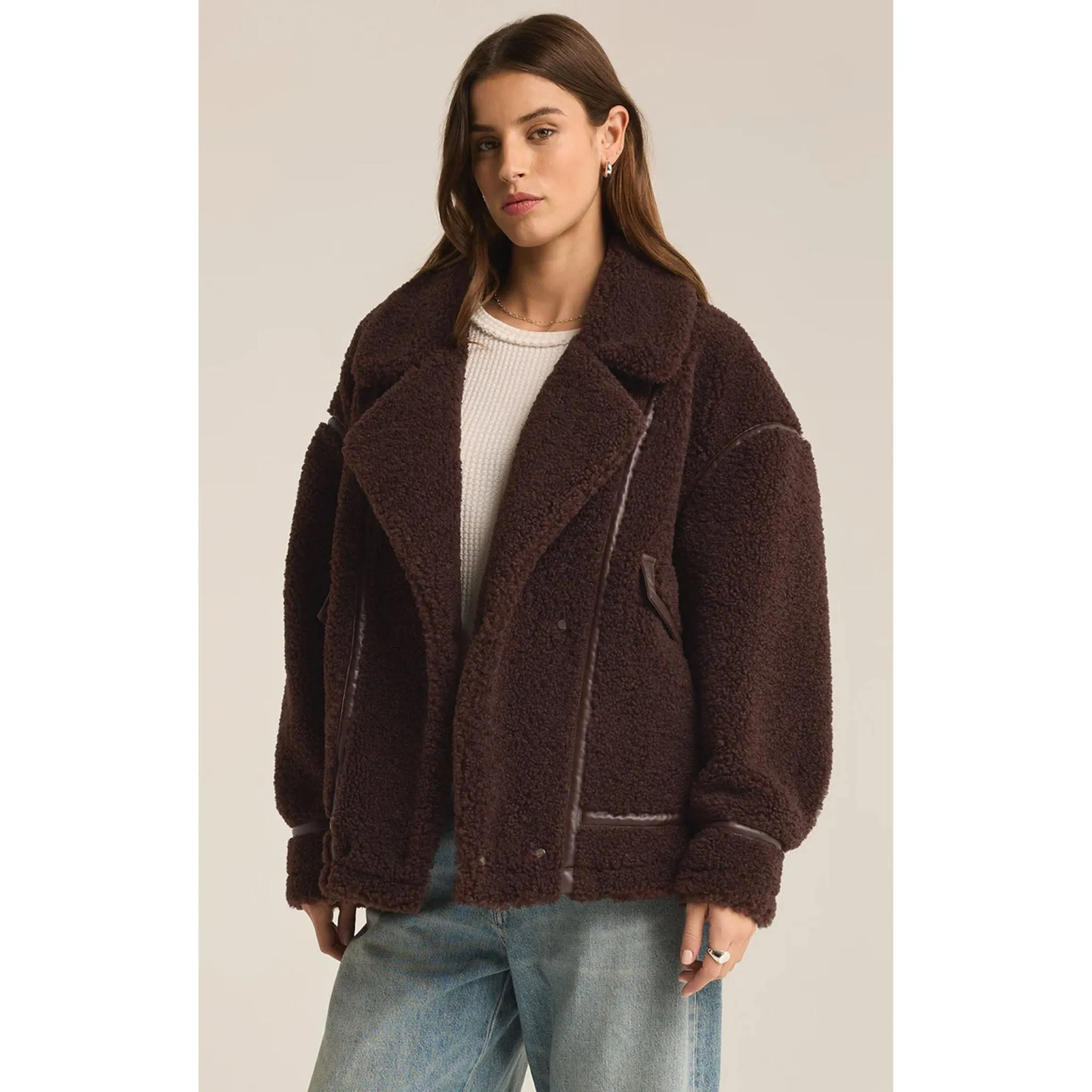 Z Supply Ari Sherpa Coat in Dark Chocolate