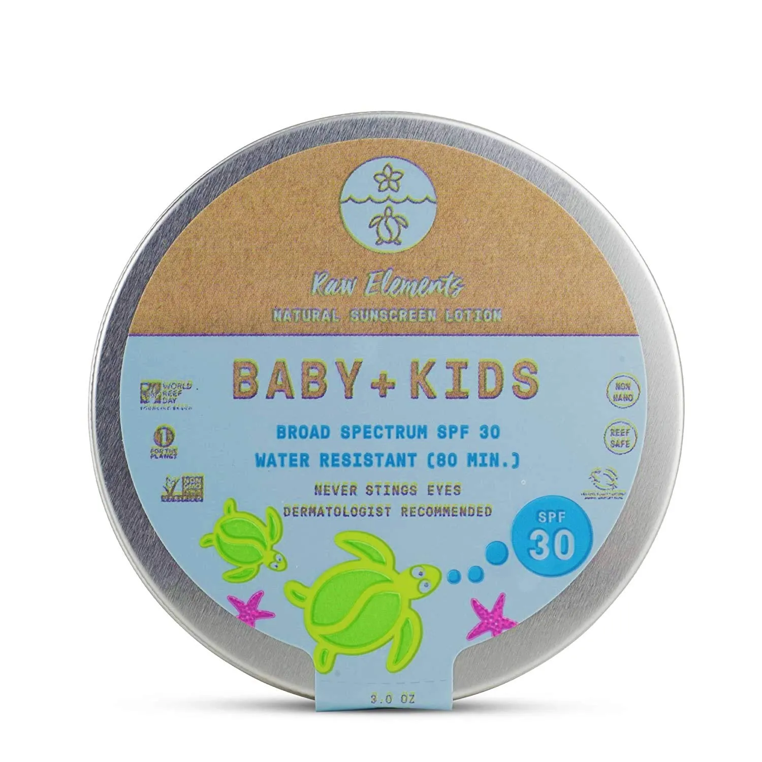 Zero-Waste Bundle Baby   Kids SPF 30 Organic Sunscreen with Lotion Tin 3oz, Lotion Stick 1oz and Hemp Drawstring Bag